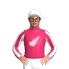 CERISE, WHITE FERNLEAF, CERISE SLEEVES, WHITE STRIPES, WHITE CAP