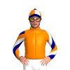 ORANGE, FORTUNA LOGO, ORANGE SLEEVES, NAVY, WHITE DIAGONAL STRIPES, ORANGE CAP, WHITE QUARTERS, NAVY PEAK, NAVY POM POM
