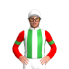 WHITE, GREEN STRIPES, RED SLEEVES, GREEN ARMBANDS