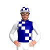 NAVY, WHITE CHECKS, NAVY QUARTERS,WHITE SLEEVES,CAP,NAVY CHECKS