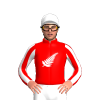 RED, WHITE FERNLEAF, RED SLEEVES, WHITE STRIPES, WHITE CAP
