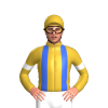 GOLD, ROYAL BLUE BRACES, WHITE ARM BAND & GOLD CAP
