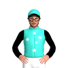 TURQUOISE, WHITE SOUTHERN CROSS, BLACK SLEEVES , TURQUOISE CAP , BLACK PEAK