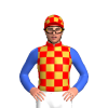 RED & GOLD CHEQUERS, ROYAL BLUE SLEEVES, RED & GOLD CHEQUERED CAP
