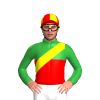 Green, Red Halves, Yellow Sash, Quartered Cap