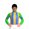 Lime Green, Royal Blue, Gold, Red And White Striped Braces And Armbands, Black Cap