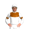 White, Brown Yoke And Armbands, White Cap With Brown Diamond