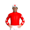 Red, White Stars Sleeves, White Cap, Red Star