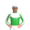Bottle Green, White Yoke, Ivory Striped Sleeves, White Cap