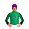 Emerald Green, Purple Lightning Bolt, Black Diagonal Stripe Sleeve And Cuffs, Purple Cap