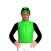 Lime Green, Five Black Diamonds, Black Sleeves, Diamonds On Cap