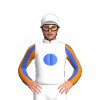 White, Royal Blue Spot, Royal Blue And Orange Striped Sleeves