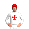 White, Red Maltese Cross And Cap