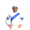 White, Royal Blue Sash And Armbands