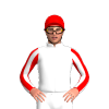 White, Red Striped Sleeves, Red Cap