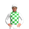 Bottle Green, White Checks, Sleeves And Star Cap