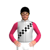 Silver, Black Checked Sash, Cerise Sleeves, Black Star Cap