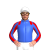 Royal Blue, Red Epaulettes, Striped Sleeves And White Cap