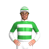 White, Bottle Green Hoops, Halved Sleeves, Hooped Cap