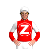 Red, White Circle With Z Inside, Halved Sleeves, Star Cap