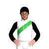 White, Green Sash, Black Sleeves And Cap