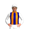 Orange And Navy Stripes, White Sleeves And Cap