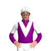 Purple, White Vee, Halved Sleeves, White Cap, Purple Seams
