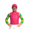 Cerise, Green Diamond, Gold And Green Hooped Sleeves And Cerise Cap