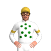 White, Dark Green Spots, Gold Armband And Gold Cap