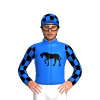 Electric Blue, Black Horse Motif, Diamond Checkered Sleeves And Cap