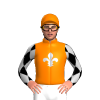 Orange, Silver Fleur De Lys, Black Sleeves, Silver Diamonds
