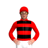 Red, Black Hooped Halves, Hooped Sleeves