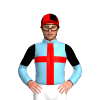Sky Blue, Red Cross, Black Halved Sleeves, Quartered Cap