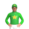 Bottle Green, Gold Star, Lime Green Sleeves, Bottle Green Cap With Gold Star