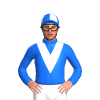 Blue, White Vee, Quartered Cap