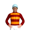 Maroon, Orange Hoops, Light Blue Cap