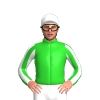 Lime Green, White Striped Sleeves, White Cap