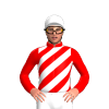 Red, White And Yellow Diagonal Stripes, White Cap
