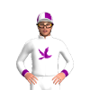 White, Purple Dove And Cuffs, Quartered Cap