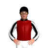 Maroon, Black Collar, Black And White Striped Sleeves, Black Cap