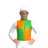 Green And Orange Quarters, White Sleeves And Cap