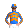 Blue, Orange Chevrons, Striped Sleeves, Quartered Cap