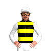 Black, Yellow Hoops, White Sleeves And Cap
