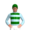 Light Blue, Dark Green Hoops And Cap