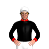 Black, Red Collar And Cuffs, White Cap