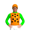 ORANGE, BLACK SPOTS, LIME SLEEVES, COLLAR
