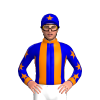 MEDIUM BLUE, ORANGE STRIPES, MEDIUM BLUE SLEEVES, ORANGE STARS, CUFFS, MEDIUM BLUE CAP, ORANGE STAR, COLLAR