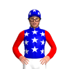 MEDIUM BLUE, WHITE STARS, RED SLEEVES, MEDIUM BLUE CAP, WHITE STARS CAP