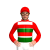 RED, WHITE HOOPS, DARK GREEN BAND