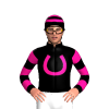 BLACK, DEEP PINK HORSESHOE, HOOPS SLEEVES, HOOPS CAP 